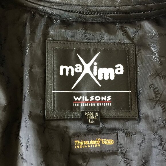 WILSON'S LEATHER Jacket Black Belted MAXIMA Size Large - Picture 7 of 8